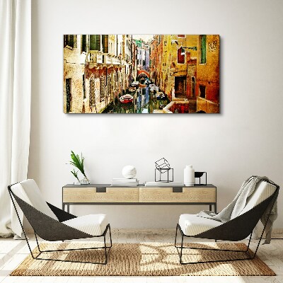 Venetian street with canal Canvas wall art