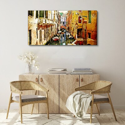 Venetian street with canal Canvas wall art