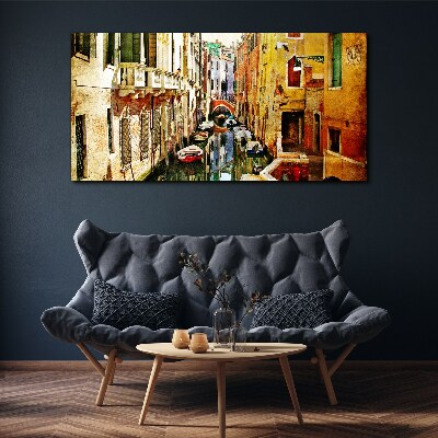 Venetian street with canal Canvas wall art