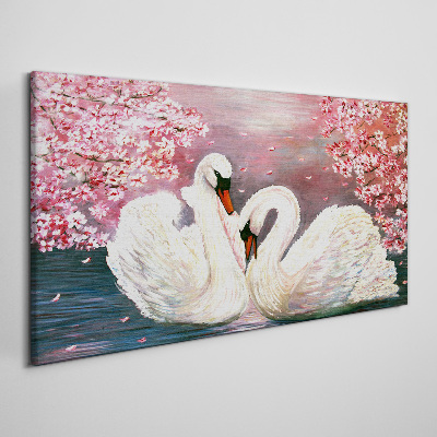 Swans tree blossoms Canvas Wall art