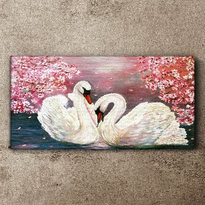 Swans tree blossoms Canvas Wall art