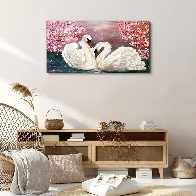 Swans tree blossoms Canvas Wall art