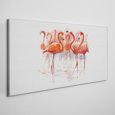 Flamingos on the water background Print on canvas