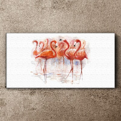 Flamingos on the water background Print on canvas