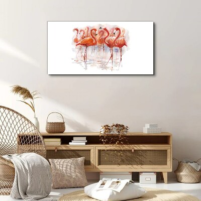 Flamingos on the water background Print on canvas