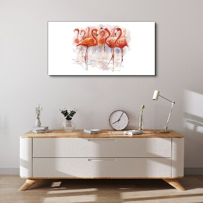 Flamingos on the water background Print on canvas