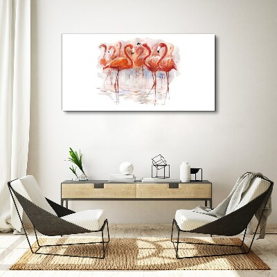 Flamingos on the water background Print on canvas