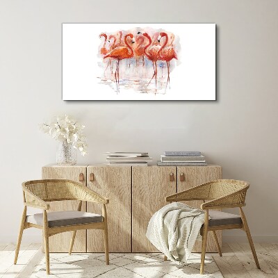 Flamingos on the water background Print on canvas