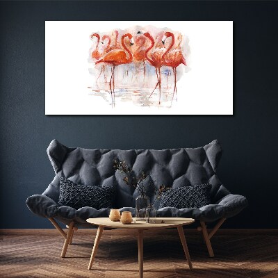Flamingos on the water background Print on canvas