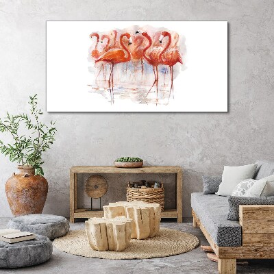 Flamingos on the water background Print on canvas