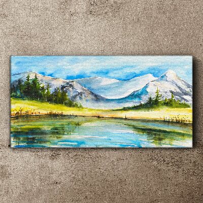 Mountain landscape in watercolor Canvas wall art