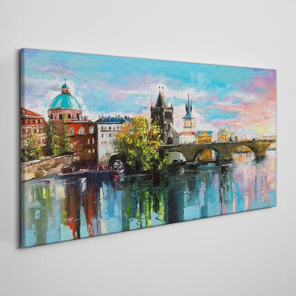 Prague in the colors of sunset Print on canvas