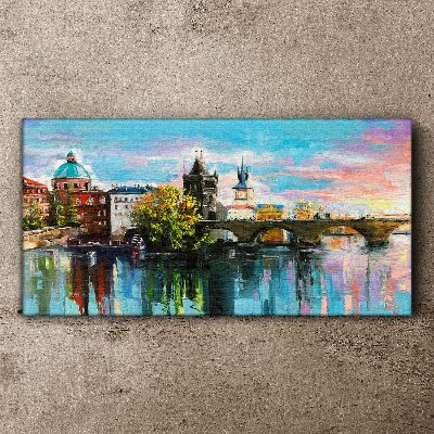 Prague in the colors of sunset Print on canvas
