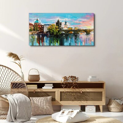 City river bridge heaven Canvas Wall art