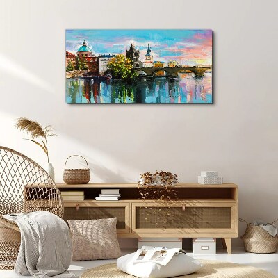 Prague in the colors of sunset Print on canvas