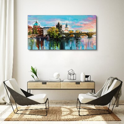 Prague in the colors of sunset Print on canvas
