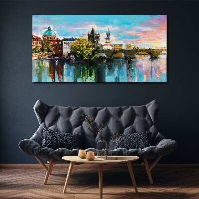 Prague in the colors of sunset Print on canvas