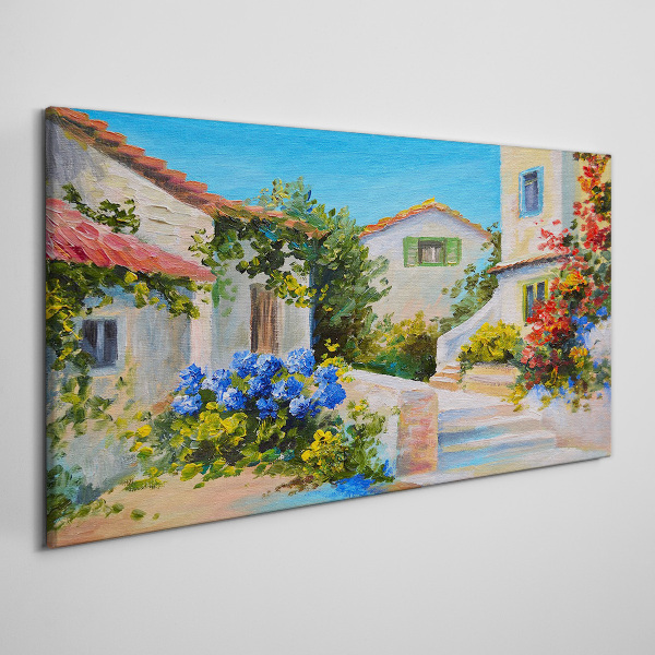 A charming spring town Print on canvas