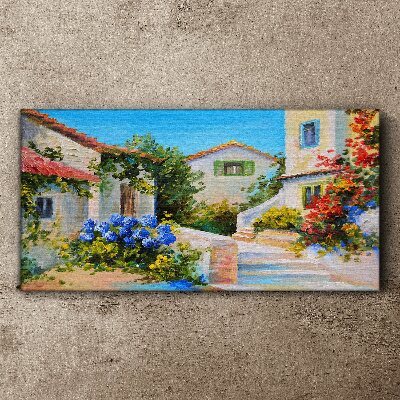 A charming spring town Print on canvas
