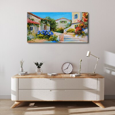 A charming spring town Print on canvas