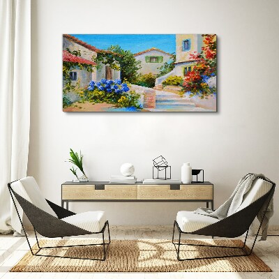 A charming spring town Print on canvas
