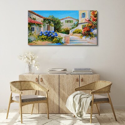 A charming spring town Print on canvas