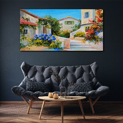 A charming spring town Print on canvas