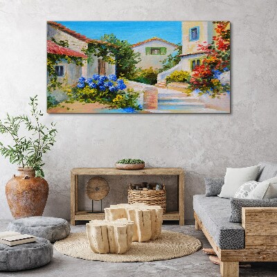 A charming spring town Print on canvas