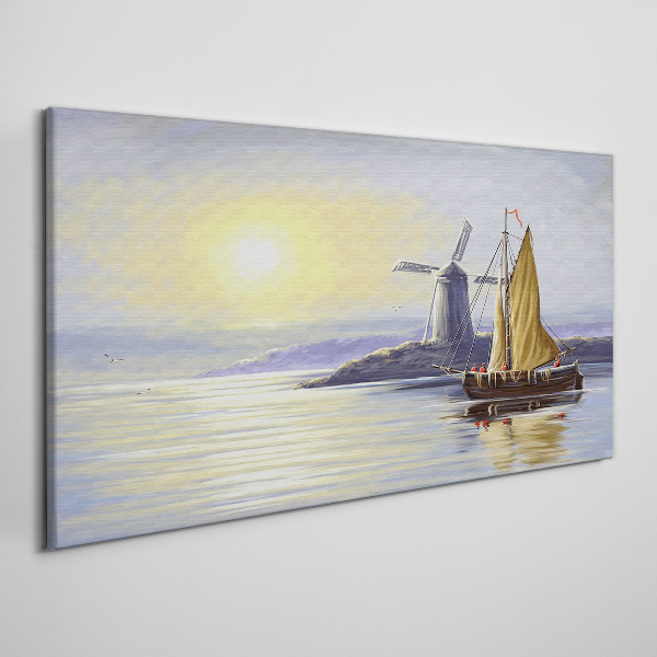 A quiet port at sunset Canvas wall art
