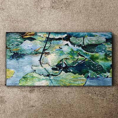 Water flowers with rain drops Print on canvas