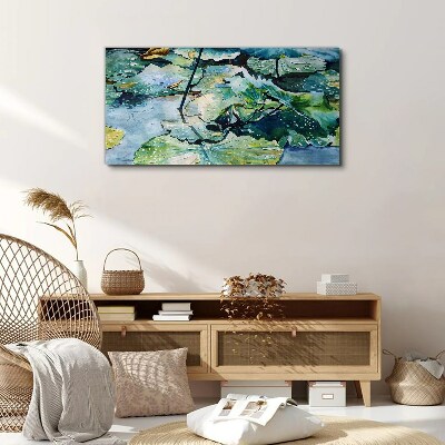 Water flowers with rain drops Print on canvas