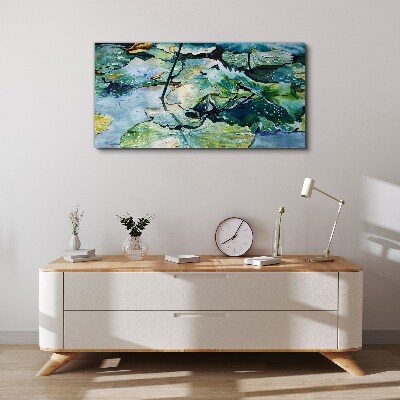 Water flowers with rain drops Print on canvas