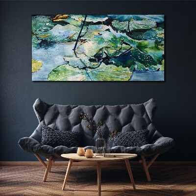 Water flowers with rain drops Print on canvas