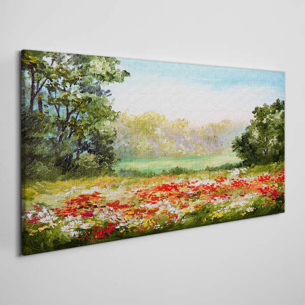Floral landscape of a summer morning Print on canvas