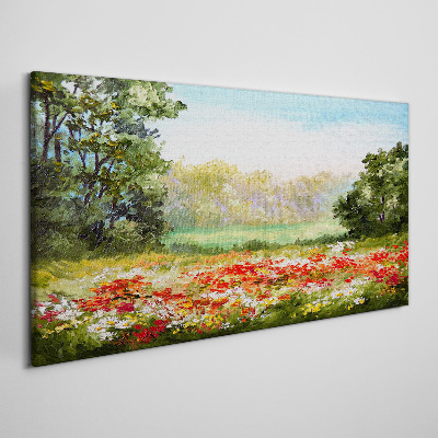 Floral landscape of a summer morning Print on canvas