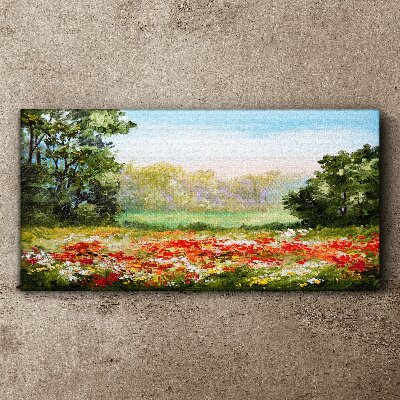 Floral landscape of a summer morning Print on canvas