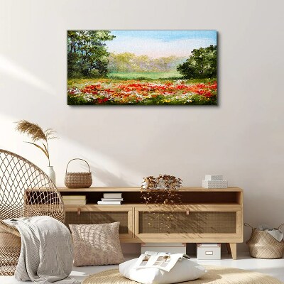 Floral landscape of a summer morning Print on canvas
