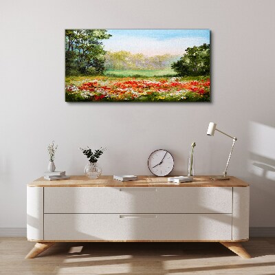 Floral landscape of a summer morning Print on canvas