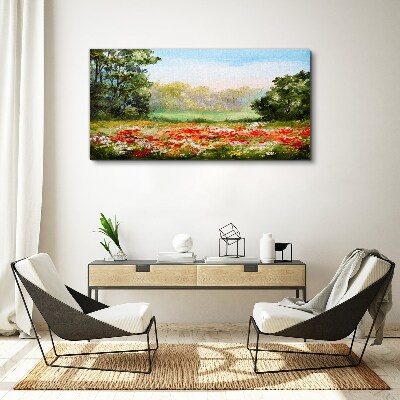 Floral landscape of a summer morning Print on canvas
