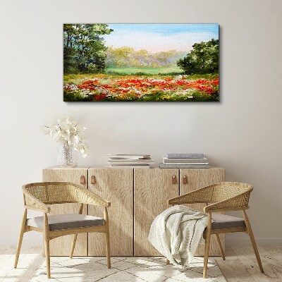 Floral landscape of a summer morning Print on canvas
