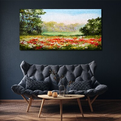 Floral landscape of a summer morning Print on canvas