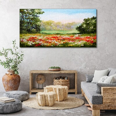 Floral landscape of a summer morning Print on canvas