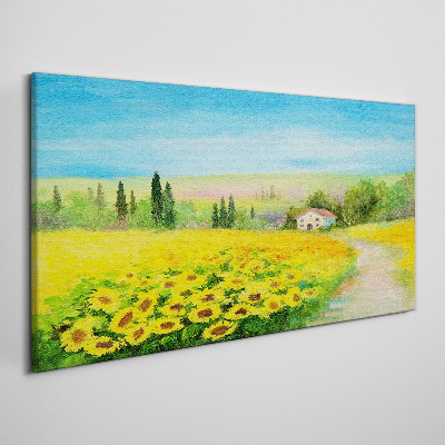Sunflowers meadow landscape Canvas print