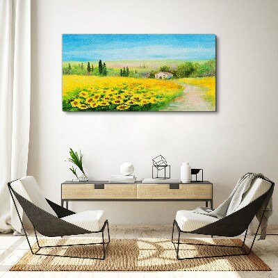 Sunflowers meadow landscape Canvas print
