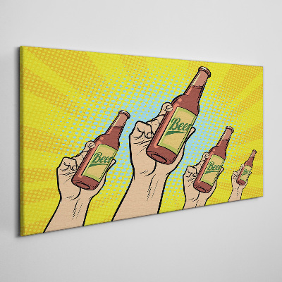 Joyful toasting with beer Print on canvas