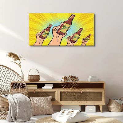Joyful toasting with beer Print on canvas