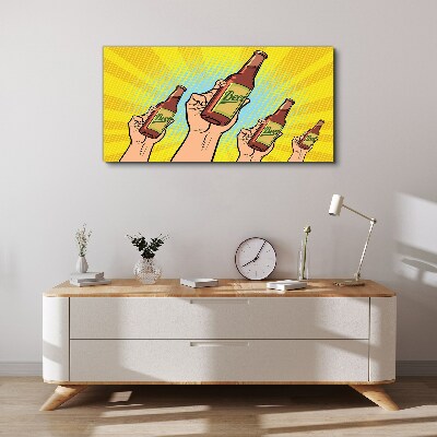 Joyful toasting with beer Print on canvas