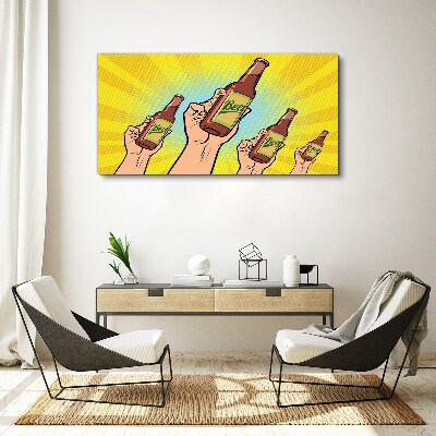 Joyful toasting with beer Print on canvas