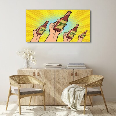 Joyful toasting with beer Print on canvas