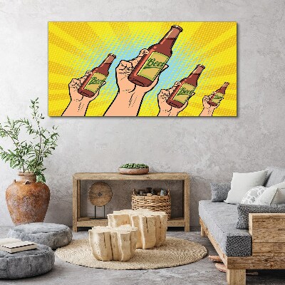 Joyful toasting with beer Print on canvas